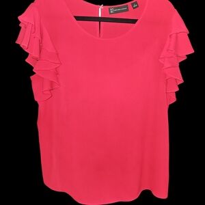 New York & Company Pink Ruffle Sleeve Blouse